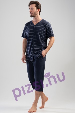 Extra méretű halásznadrágos gombos férfi pizsama