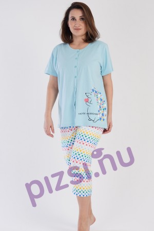 Extra méretű halásznadrágos gombos női pizsama