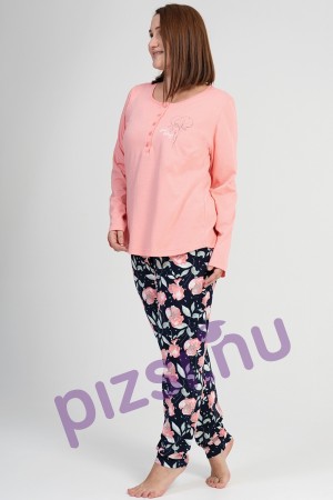 Extra méretű hosszúnadrágos gombos női pizsama