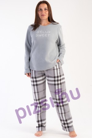 Extra méretű hosszúnadrágos kockás polár női pizsama