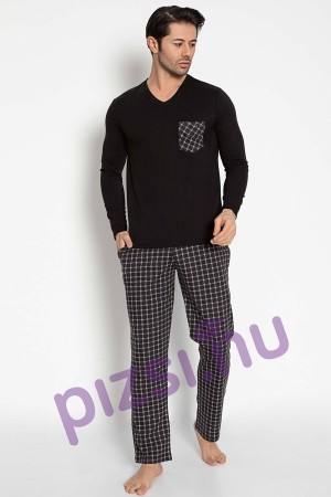 Hosszúnadrágos fekete-kockás férfi pizsama