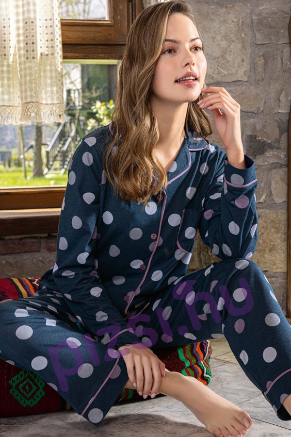 Hosszúnadrágos gombos női pizsama